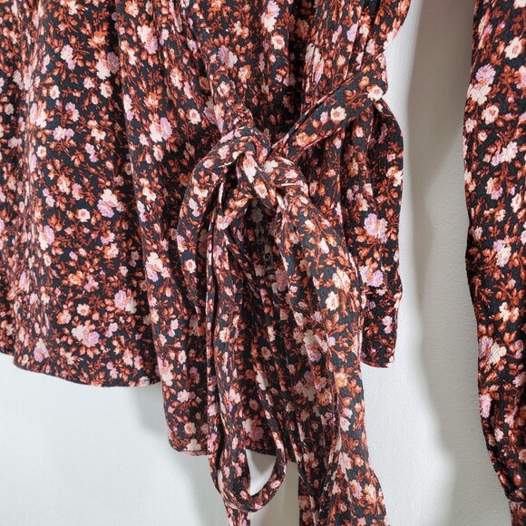 Sz 8 & Other Stories Relaxed Sleeve Wrap Top Blouse Floral Ditsy Long Sleeve - Picture 9 of 9